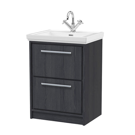 Hudson Reed Lille Floor Standing Double Drawer 600mm Vanity with 1 tap hole Fireclay Basin (1 size, 3 colours) - Brand New Bathrooms