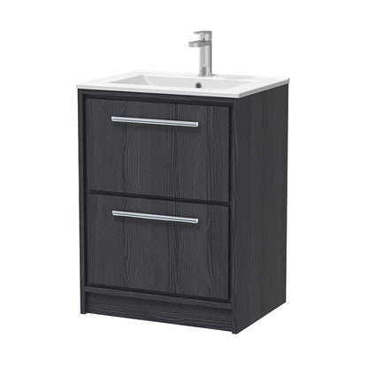 Hudson Reed Lille Floor Standing Double Drawer 600mm Vanity with 1 tap hole Vitreous China Basin (1 size, 3 colours) - Brand New Bathrooms