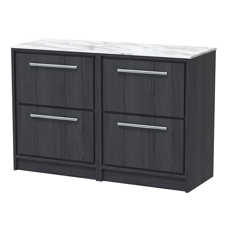 Hudson Reed Lille Floor Standing Four Drawer 1200mm Vanity with Marble Worktop (1 size, 3 colours) - Brand New Bathrooms