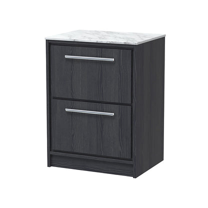Hudson Reed Lille Floor Standing Double Drawer 600mm Vanity with Marble Worktop (1 size, 3 colours) - Brand New Bathrooms