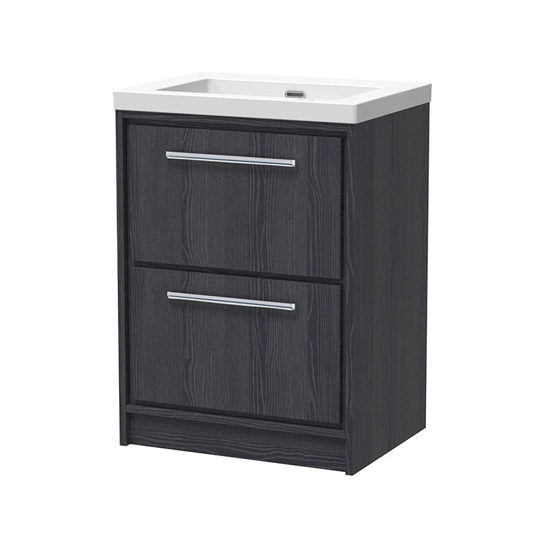 Hudson Reed Lille Floor Standing Double Drawer 600mm Vanity with Fireclay Basin (1 size, 3 colours) - Brand New Bathrooms