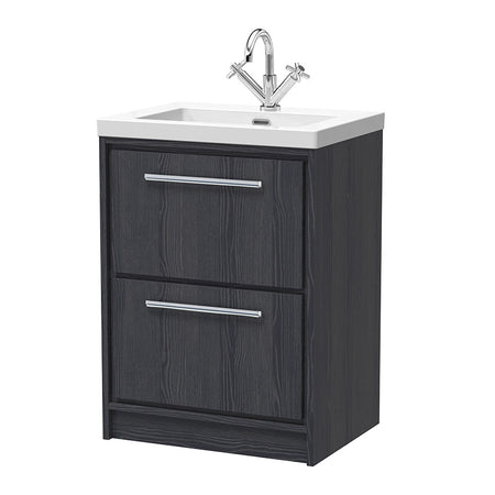 Hudson Reed Lille Floor Standing Double Drawer 600mm Vanity with 1 tap hole Fireclay Basin (1 size, 3 colours) - Brand New Bathrooms