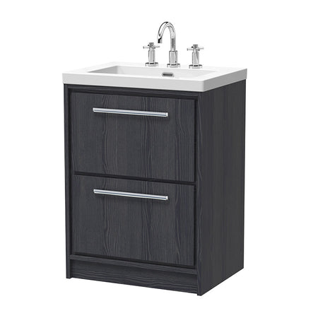 Hudson Reed Lille Floor Standing Double Drawer 600mm Vanity with 3 tap hole Fireclay Basin (1 size, 3 colours) - Brand New Bathrooms