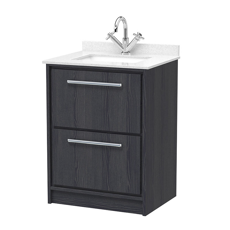Hudson Reed Lille Floor Standing Double Drawer 600mm Vanity with Marble Worktop Underslung Basin (1 size, 3 colours) - Brand New Bathrooms