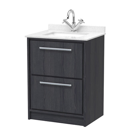 Hudson Reed Lille Floor Standing Double Drawer 600mm Vanity with Marble Worktop Underslung Basin (1 size, 3 colours) - Brand New Bathrooms