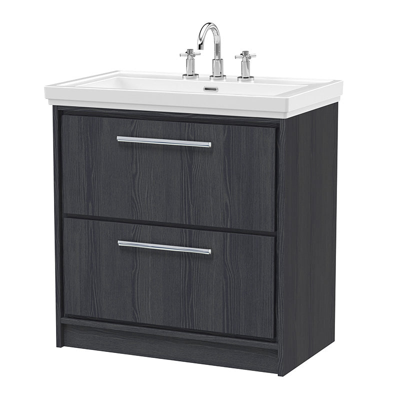 Hudson Reed Lille Floor Standing 2-Drawer Vanity with Basin - 3 Tap Hole (1 size,3 colours) - Brand New Bathrooms