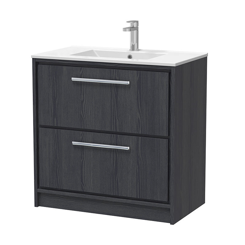 Hudson Reed Lille Floor Standing Double Drawer 800mm Vanity with 1 tap hole Vitreous China Basin (1 size, 3 colours) - Brand New Bathrooms