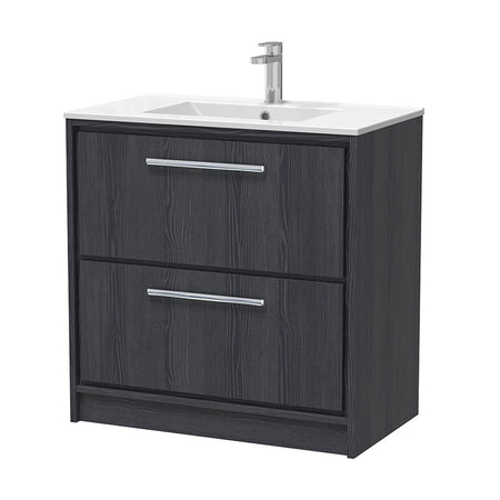 Hudson Reed Lille Floor Standing Double Drawer 800mm Vanity with 1 tap hole Vitreous China Basin (1 size, 3 colours) - Brand New Bathrooms