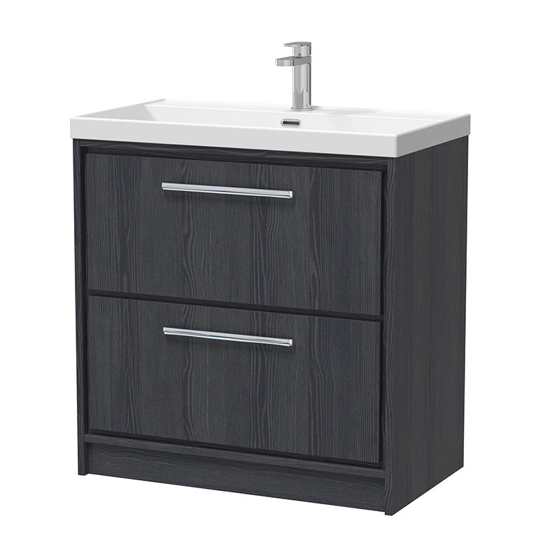 Hudson Reed Lille Floor Standing Double Drawer 800mm Vanity with 1 tap hole Vitreous China Basin (1 size, 3 colours) - Brand New Bathrooms