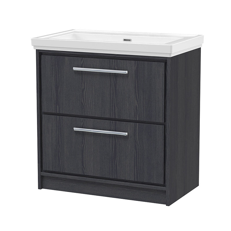 Hudson Reed Lille Floor Standing Double Drawer 800mm Vanity with Fireclay Basin (1 size, 3 colours) - Brand New Bathrooms