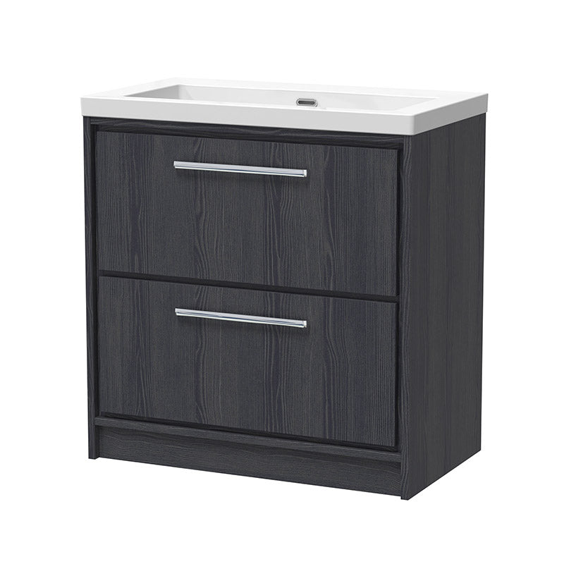 Hudson Reed Lille Floor Standing Double Drawer 800mm Vanity with Fireclay Basin (1 size, 3 colours) - Brand New Bathrooms