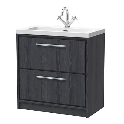 Hudson Reed Lille Floor Standing Double Drawer 800mm Vanity with 3 tap hole Fireclay Basin (1 size, 3 colours) - Brand New Bathrooms
