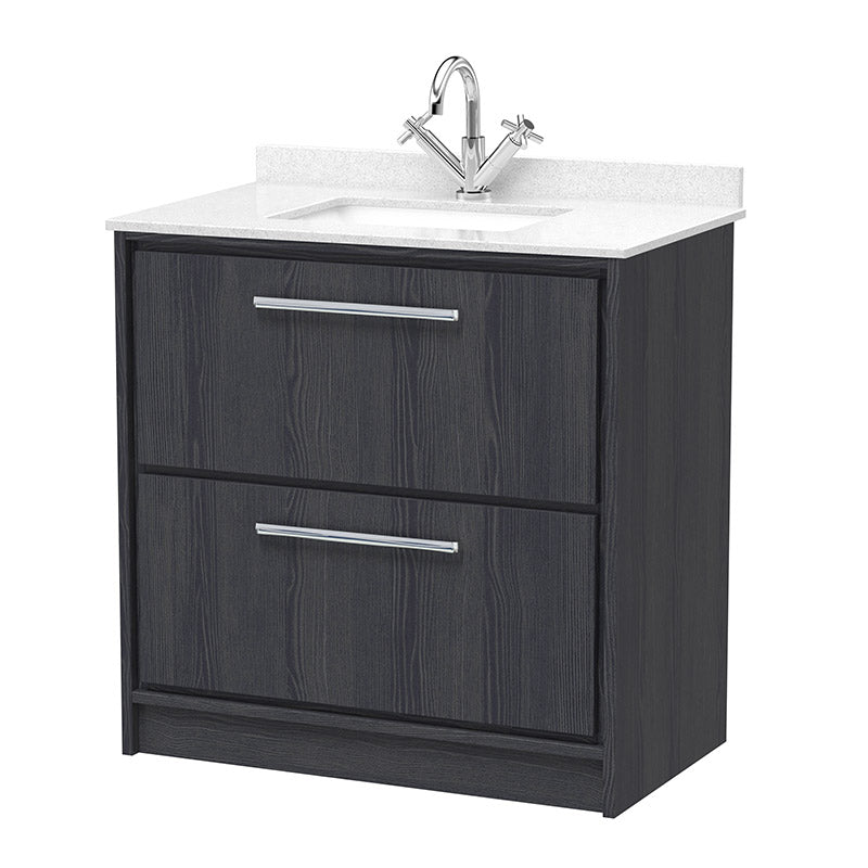 Hudson Reed Lille Floor Standing Double Drawer 800mm Vanity with Marble Worktop Underslung Basin (1 size, 3 colours) - Brand New Bathrooms