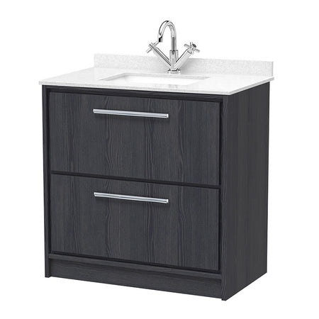 Hudson Reed Lille Floor Standing Double Drawer 800mm Vanity with Marble Worktop Underslung Basin (1 size, 3 colours) - Brand New Bathrooms