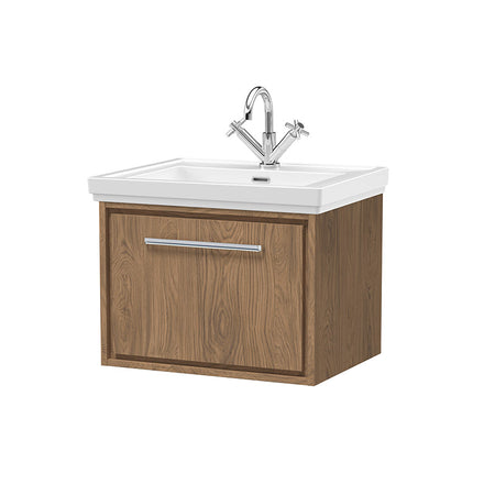 Hudson Reed Lille Wall Hung Single Drawer 600mm Vanity with Fireclay Basin & 1 Tap Hole (1 size, 3 colours) - Brand New Bathrooms