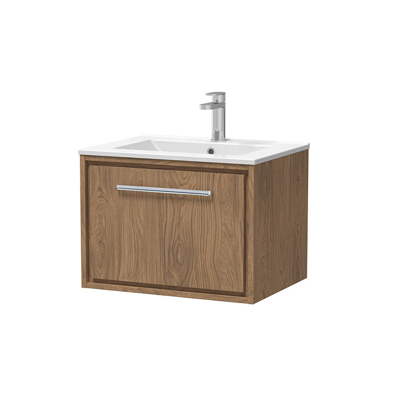 Hudson Reed Lille Wall Hung Single Drawer 600mm Vanity with 1 tap hole Fireclay Basin (1 size, 3 colours) - Brand New Bathrooms