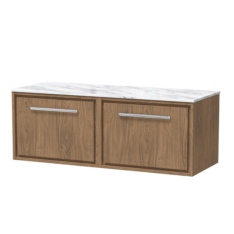 Hudson Reed Lille Wall Hung Single Drawer 1200mm Vanity with Marble Worktop (1 size, 3 colours) - Brand New Bathrooms