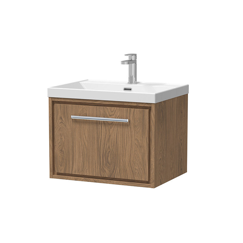 Hudson Reed Lille Wall Hung Single Drawer 600mm Vanity with 1 Tap Hole Vitreous China Basin (1 size, 3 colours) - Brand New Bathrooms