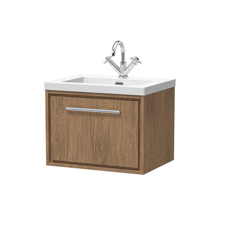 Hudson Reed Lille Wall Hung Single Drawer 600mm Vanity with 1 tap hole Fireclay Basin (1 size, 3 colours) - Brand New Bathrooms