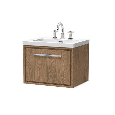 Hudson Reed Lille Wall Hung Single Drawer 600mm Vanity with 3 tap hole Fireclay Basin (1 size, 3 colours) - Brand New Bathrooms