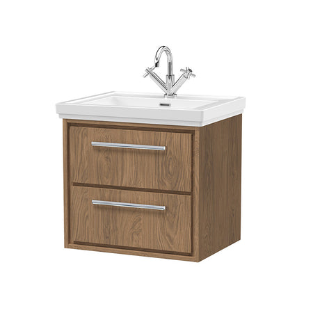 Hudson Reed Lille Wall Hung Double Drawer 600mm Vanity with 1 tap hole Fireclay Basin (1 size, 3 colours) - Brand New Bathrooms