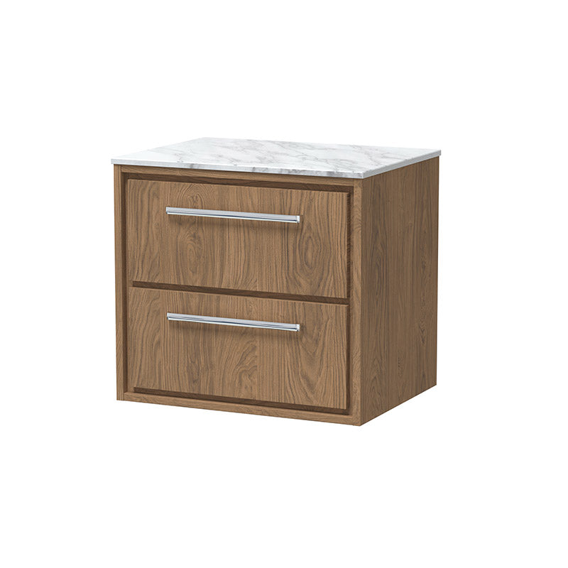 Hudson Reed Lille Wall Hung Double Drawer 600mm Vanity with Marble Worktop (1 size, 3 colours) - Brand New Bathrooms