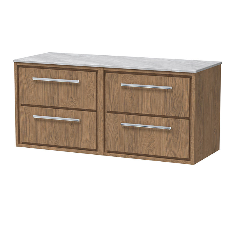 Hudson Reed Lille Wall Hung Four Drawer 1200mm Vanity with Marble Worktop (1 size, 3 colours) - Brand New Bathrooms