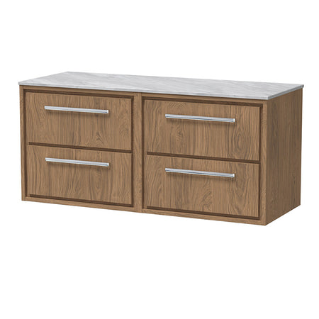 Hudson Reed Lille Wall Hung Four Drawer 1200mm Vanity with Marble Worktop (1 size, 3 colours) - Brand New Bathrooms