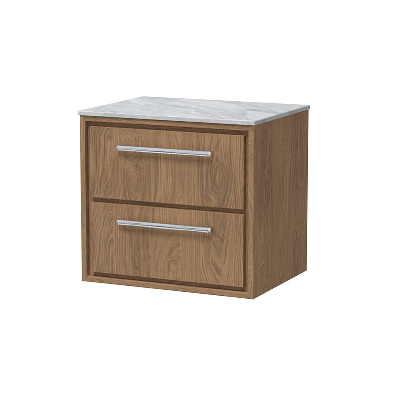 Hudson Reed Lille Wall Hung Double Drawer 600mm Vanity with Marble Worktop (1 size, 3 colours) - Brand New Bathrooms