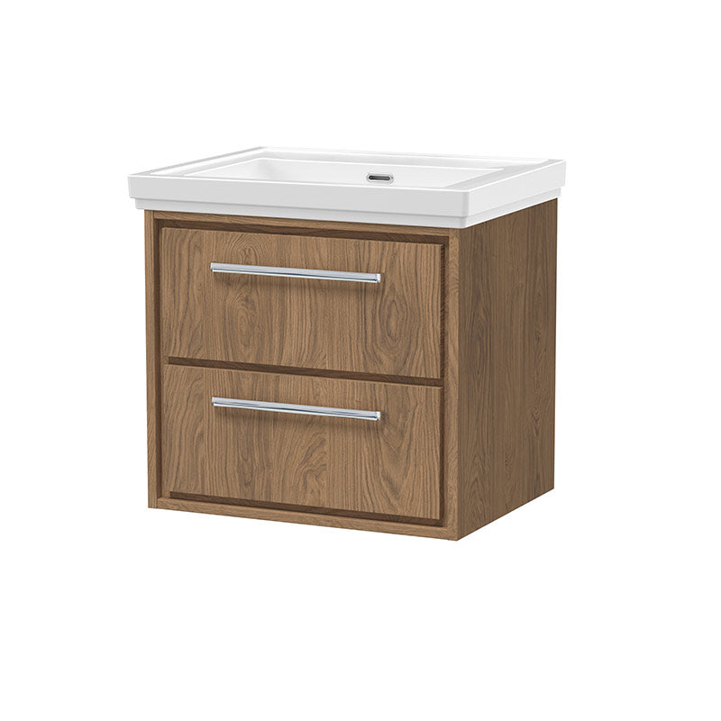 Hudson Reed Lille Wall Hung Double Drawer Vanity with Fireclay Basin (1 size, 3 colours) - Brand New Bathrooms