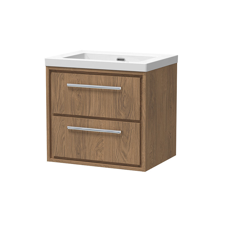 Hudson Reed Lille Wall Hung Double Drawer 600mm Vanity with Fireclay Basin (1 size, 3 colours) - Brand New Bathrooms