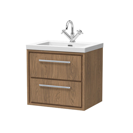 Hudson Reed Lille Wall Hung Double Drawer 600mm Vanity with 1 tap hole Fireclay Basin (1 size, 3 colours) - Brand New Bathrooms