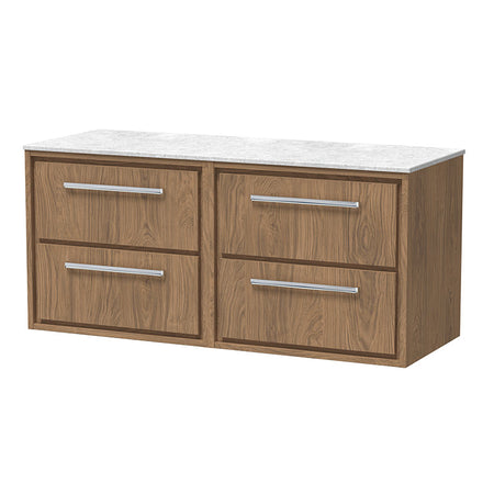 Hudson Reed Lille Wall Hung Four Drawer 1200mm Vanity with Marble Worktop (1 size, 3 colours) - Brand New Bathrooms
