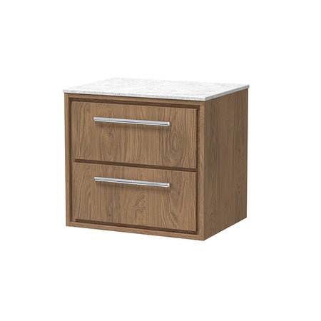 Hudson Reed Lille Wall Hung Double Drawer 600mm Vanity with Marble Worktop (1 size, 3 colours) - Brand New Bathrooms