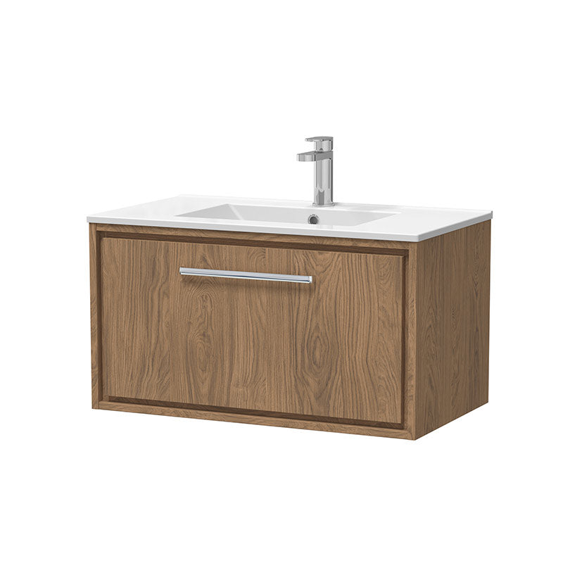 Hudson Reed Lille Wall Hung Single Drawer 800mm Vanity with 1 tap hole Vitreous China Basin (1 size, 3 colours) - Brand New Bathrooms