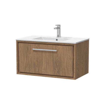 Hudson Reed Lille Wall Hung Single Drawer 800mm Vanity with 1 tap hole Vitreous China Basin (1 size, 3 colours) - Brand New Bathrooms