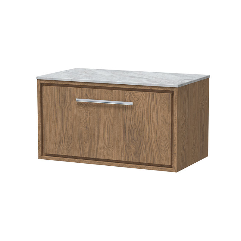Hudson Reed Lille Wall Hung Single Drawer 800mm Vanity with Marble Worktop (1 size, 3 colours) - Brand New Bathrooms