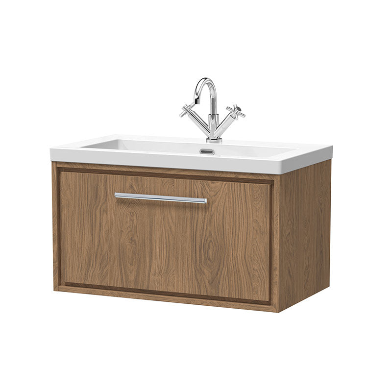 Hudson Reed Lille Wall Hung Single Drawer 800mm Vanity with 1 tap hole Fireclay Basin (1 size, 3 colours) - Brand New Bathrooms