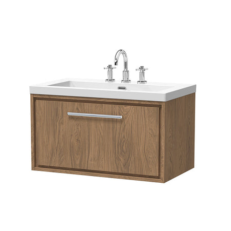 Hudson Reed Lille Wall Hung Single Drawer Vanity with 3 tap hole Fireclay Basin (1 size, 3 colours) - Brand New Bathrooms