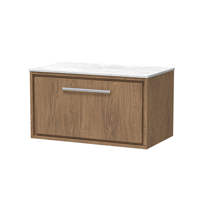 Hudson Reed Lille Wall Hung Single Drawer 800mm Vanity with Marble Worktop (1 size, 3 colours) - Brand New Bathrooms
