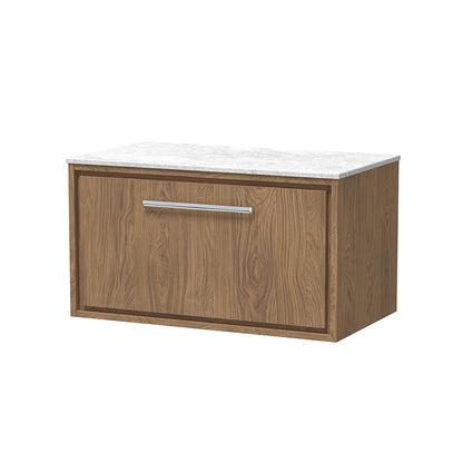Hudson Reed Lille Wall Hung Single Drawer 800mm Vanity with Marble Worktop (1 size, 3 colours) - Brand New Bathrooms