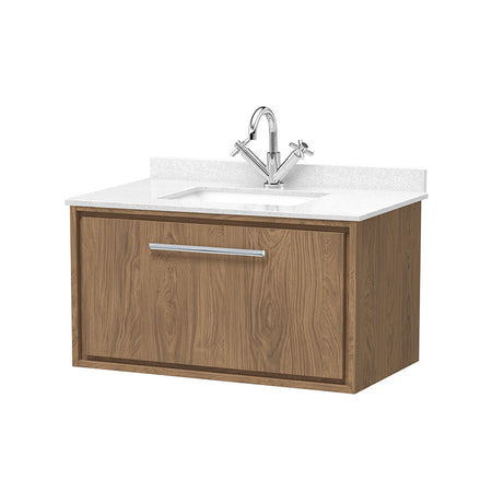 Hudson Reed Lille Wall Hung Single Drawer 800mm Vanity with Marble Worktop Basin (1 size, 3 colours) - Brand New Bathrooms