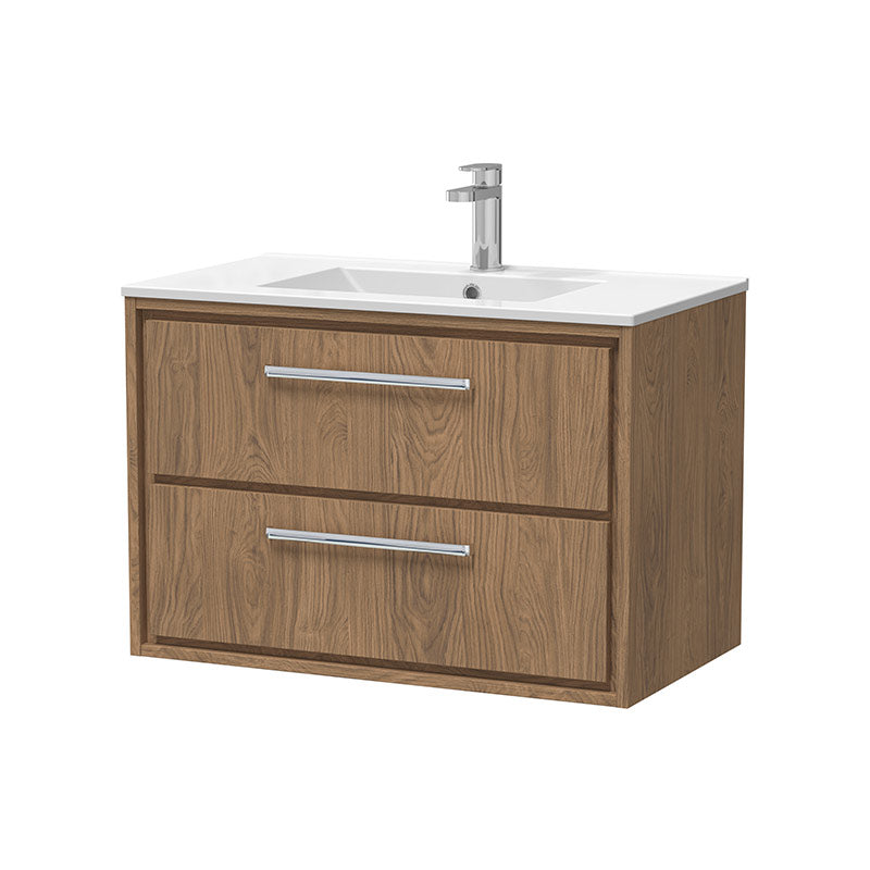 Hudson Reed Lille Wall Hung Double Drawer 800mm Vanity with 1 tap hole Vitreous China Basin (1 size, 3 colours) - Brand New Bathrooms
