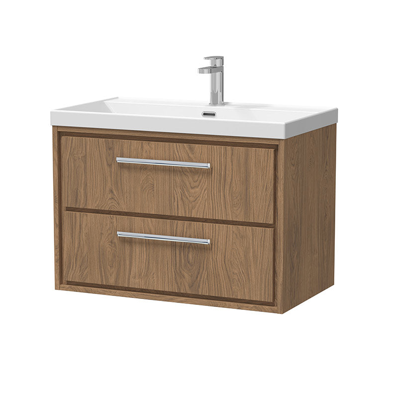Hudson Reed Lille Wall Hung Double Drawer 800mm Vanity with 1 tap hole Fireclay Basin (1 size, 3 colours) - Brand New Bathrooms