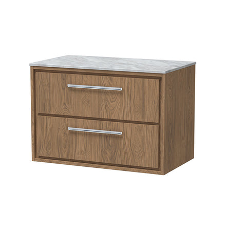 Hudson Reed Lille Wall Hung Double Drawer 800mm Vanity with Marble Worktop (1 size, 3 colours) - Brand New Bathrooms