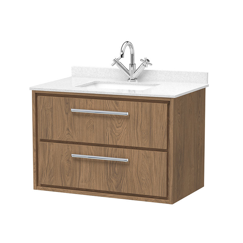 Hudson Reed Lille Wall Hung Double Drawer 800mm Vanity with Marble Worktop Basin (1 size, 3 colours) - Brand New Bathrooms