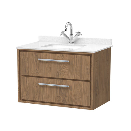 Hudson Reed Lille Wall Hung Double Drawer 800mm Vanity with Marble Worktop Basin (1 size, 3 colours) - Brand New Bathrooms