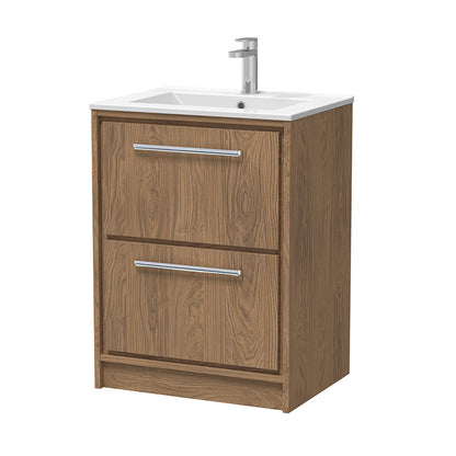 Hudson Reed Lille Floor Standing Double Drawer 600mm Vanity with 1 tap hole Vitreous China Basin (1 size, 3 colours) - Brand New Bathrooms