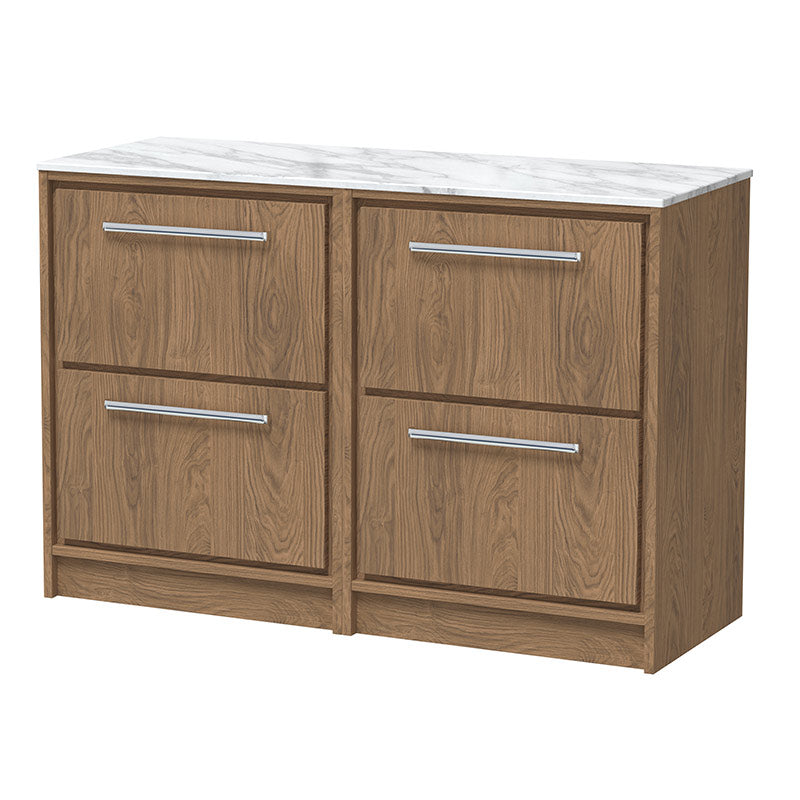 Hudson Reed Lille Floor Standing Four Drawer 1200mm Vanity with Marble Worktop (1 size, 3 colours) - Brand New Bathrooms