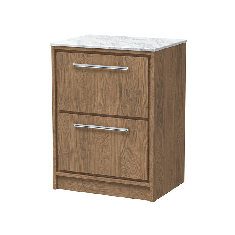 Hudson Reed Lille Floor Standing Double Drawer 600mm Vanity with Marble Worktop (1 size, 3 colours) - Brand New Bathrooms
